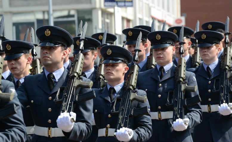 RAF Airmen marching through Barry, South Wales, 2014. Photo: Flickr/Corporal Barry Lloyd RLC