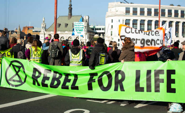 Extinction Rebellion protesting in London, November 2018. Photo: Flickr/Julia Hawkins 