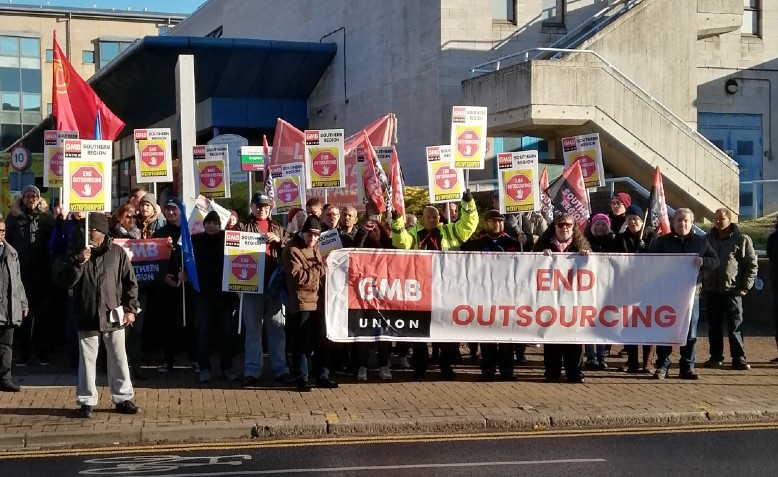 GMB health workers and supporters protest against outsourcing | Photo: Peter Bird