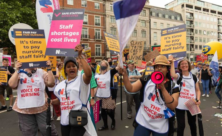 RCN members at the TUC national demonstration, June 2022