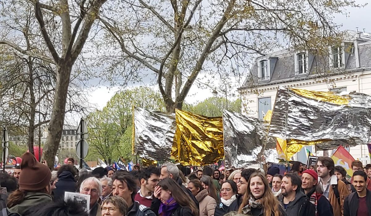 The protests continue across France. This in Paris on 6th April.