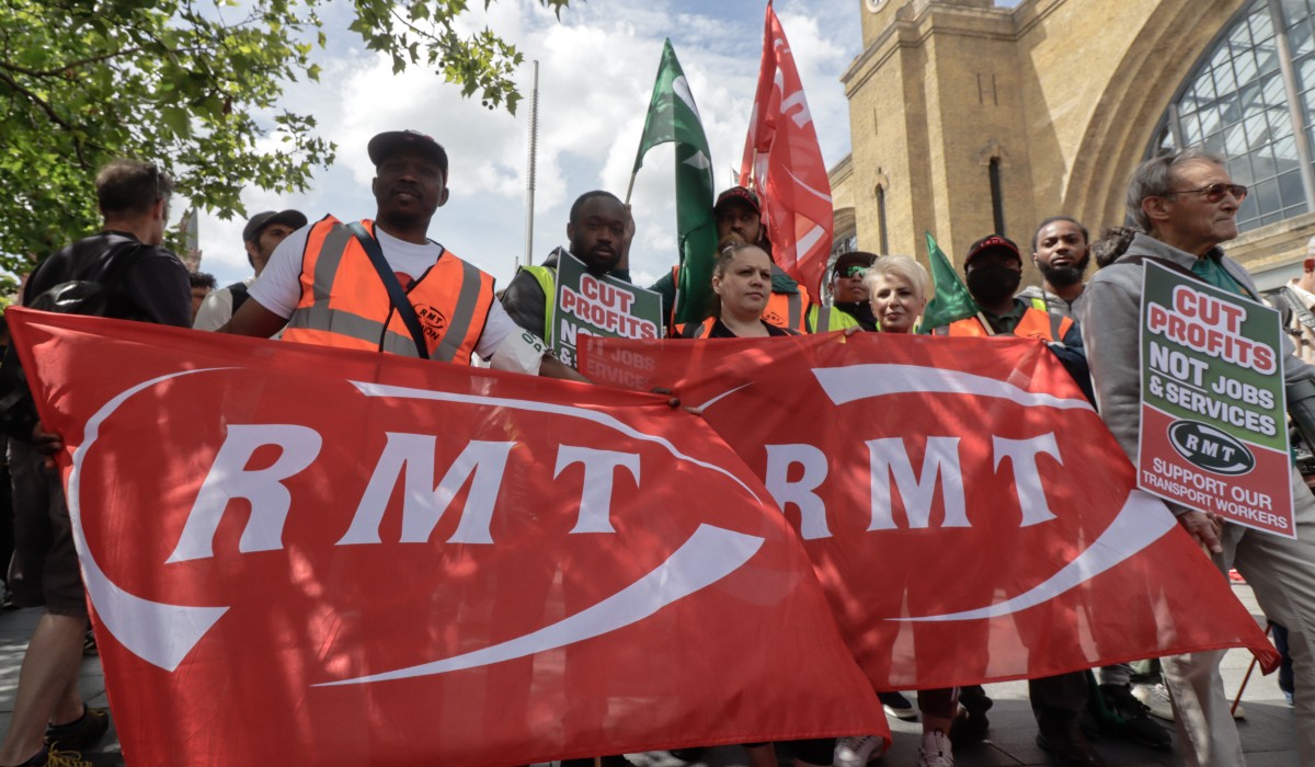 RMT members striking