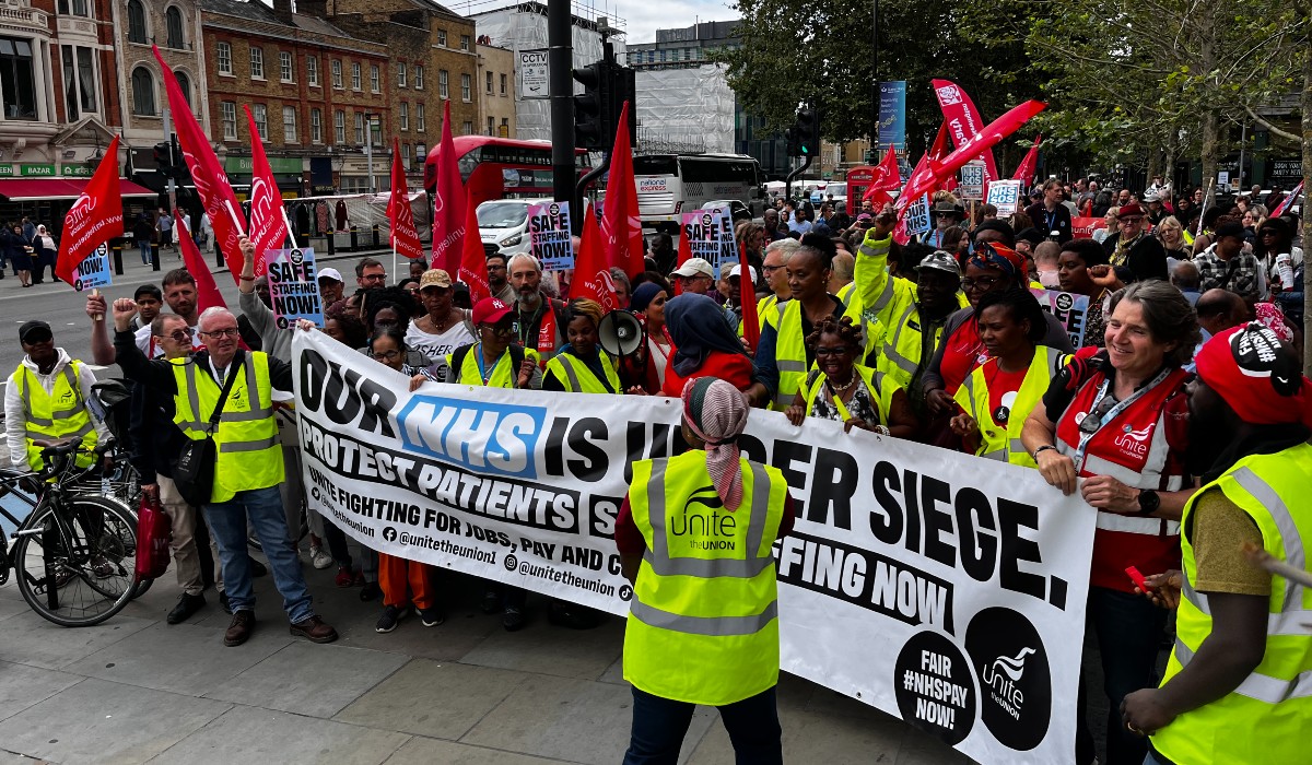 Unite NHS strike rally, Royal London Hospital