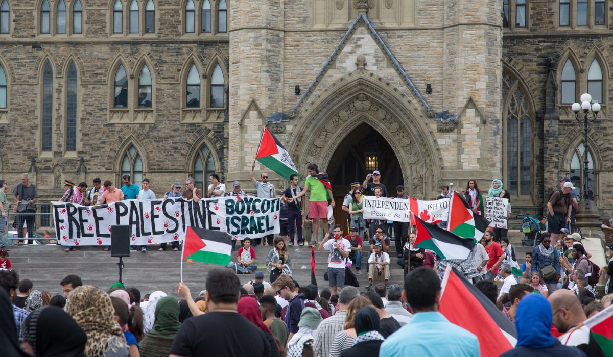 July 2014 - Free Palestine Protest at Parliament Hill, Centre Block, Ottawa, Canada.