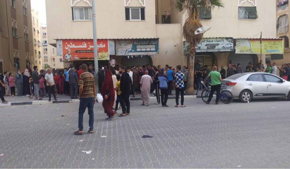 A queue for bread in Khan Younis, Gaza Strip.