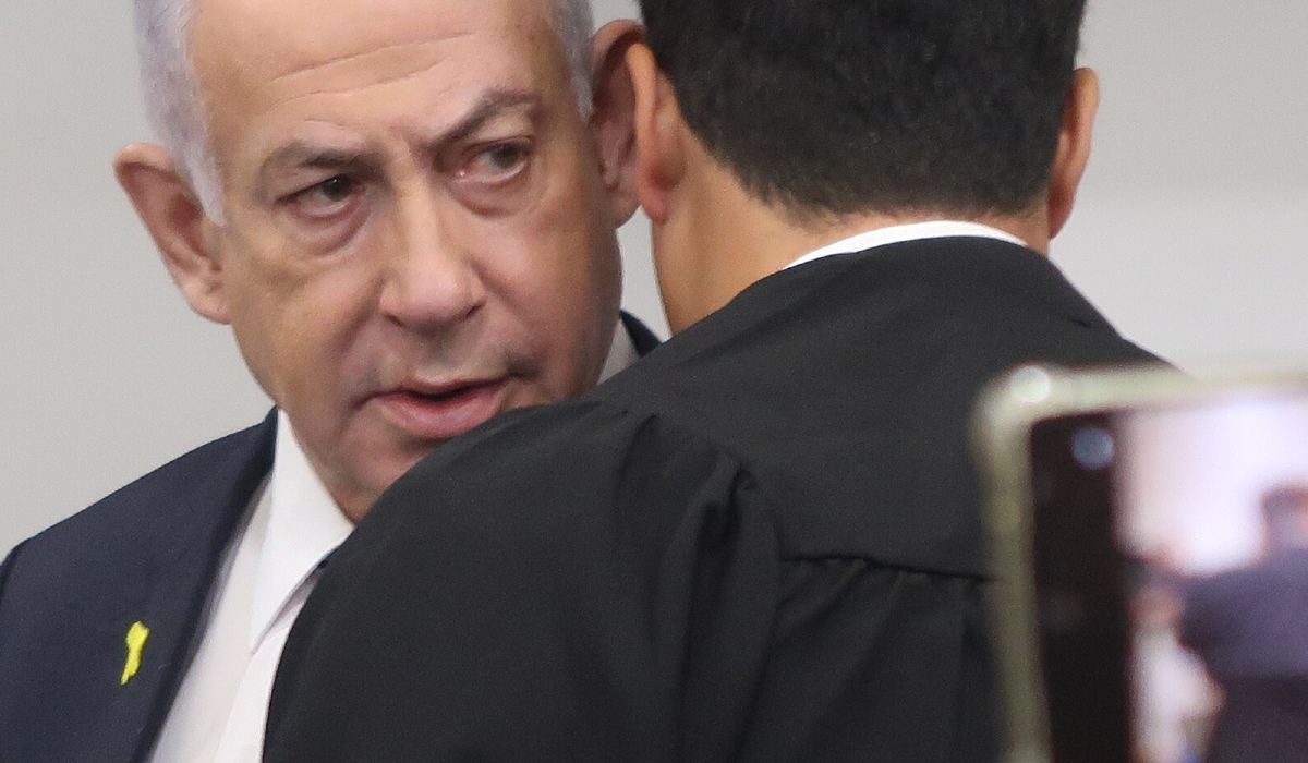Benjamin Netanyahu on trial in Jerusalem, December 2024. Photo: Wikimedia/Oren Persico