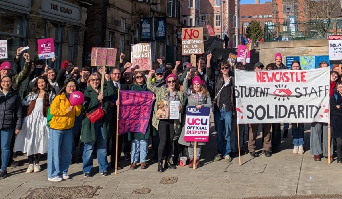 The University and College Union (UCU) today celebrated as it beat back the threat of compulsory redundancies at Newcastle University.