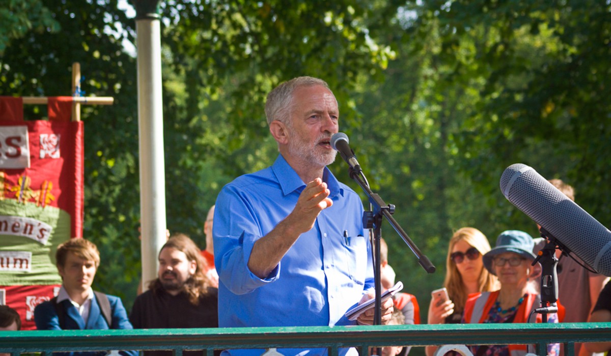 Jeremy Corbyn speaks at a rally during his time as leader of the Labour Party
