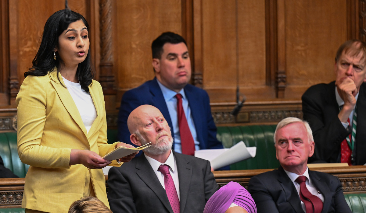 Zarah Sultana MP debating Palestine in the Commons, April 2024. Photo: Flickr/House of Commons