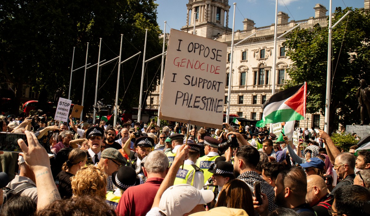 Defend Our Juries protest in Parliament Square, 9 August