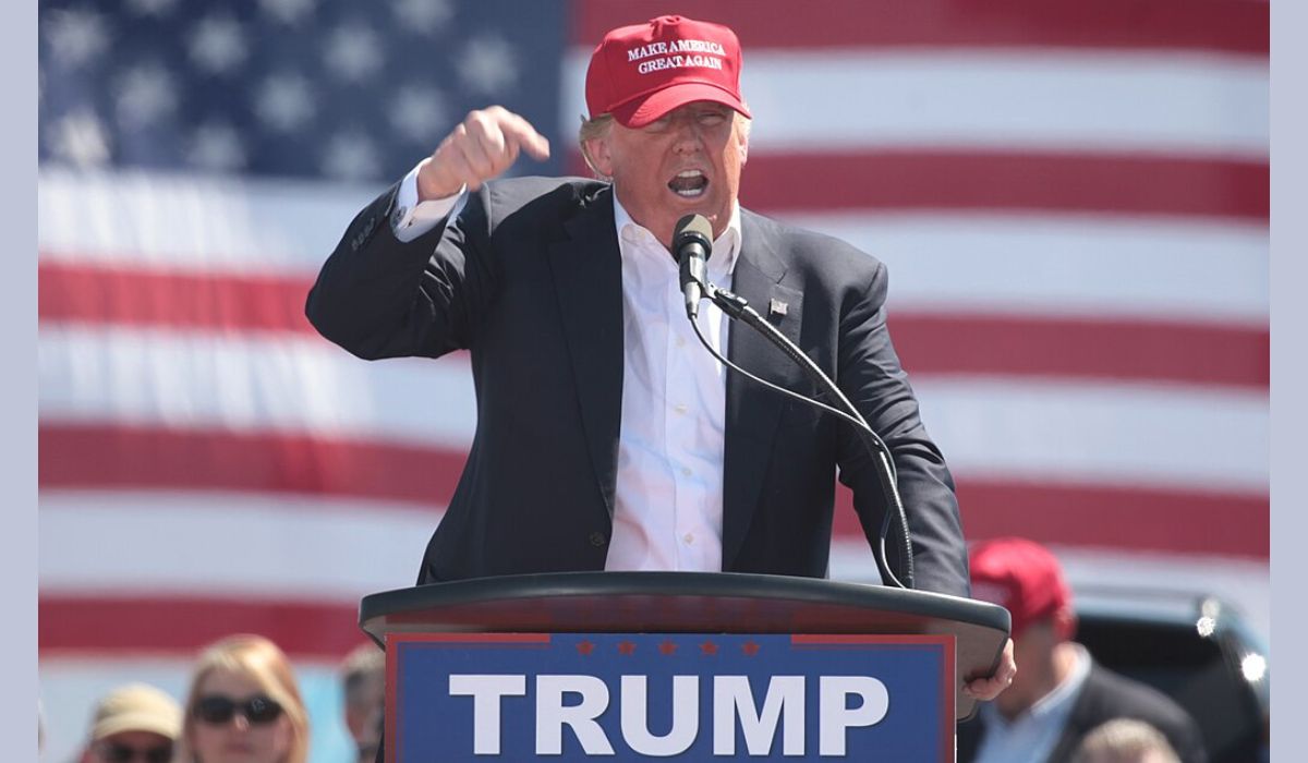 March 2016: Donald Trump speaking with supporters at a campaign rally in Arizona.