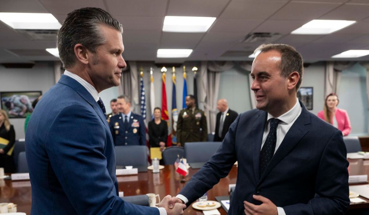 Pete Hegseth meets Sébastien Lecornu at the Pentagon, Washington, D.C., April, 2025.
