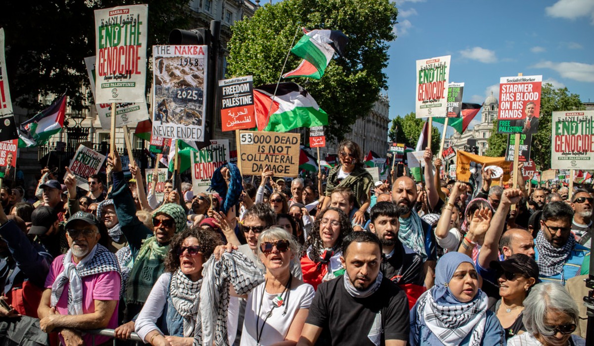 Nakba 77 demo in London, May 2025.