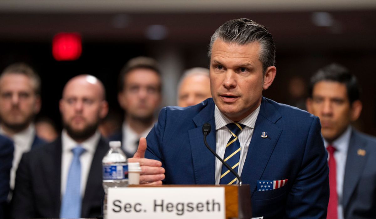 Pete Hegseth testifies during a Senate Armed Services Committee hearing on the Department of Defense budget request for fiscal year 2026.
