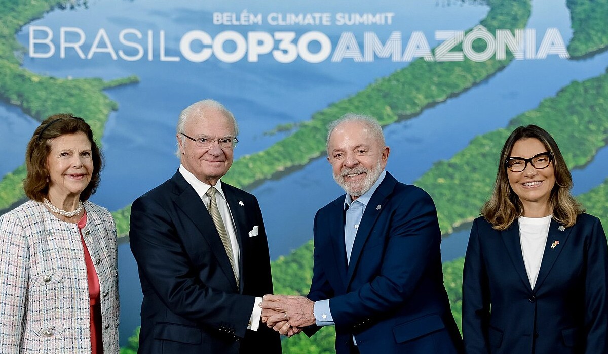 President of Brazil Luiz Inácio Lula da Silva with Silvia and Carl XVI Gustaf of Sweden.