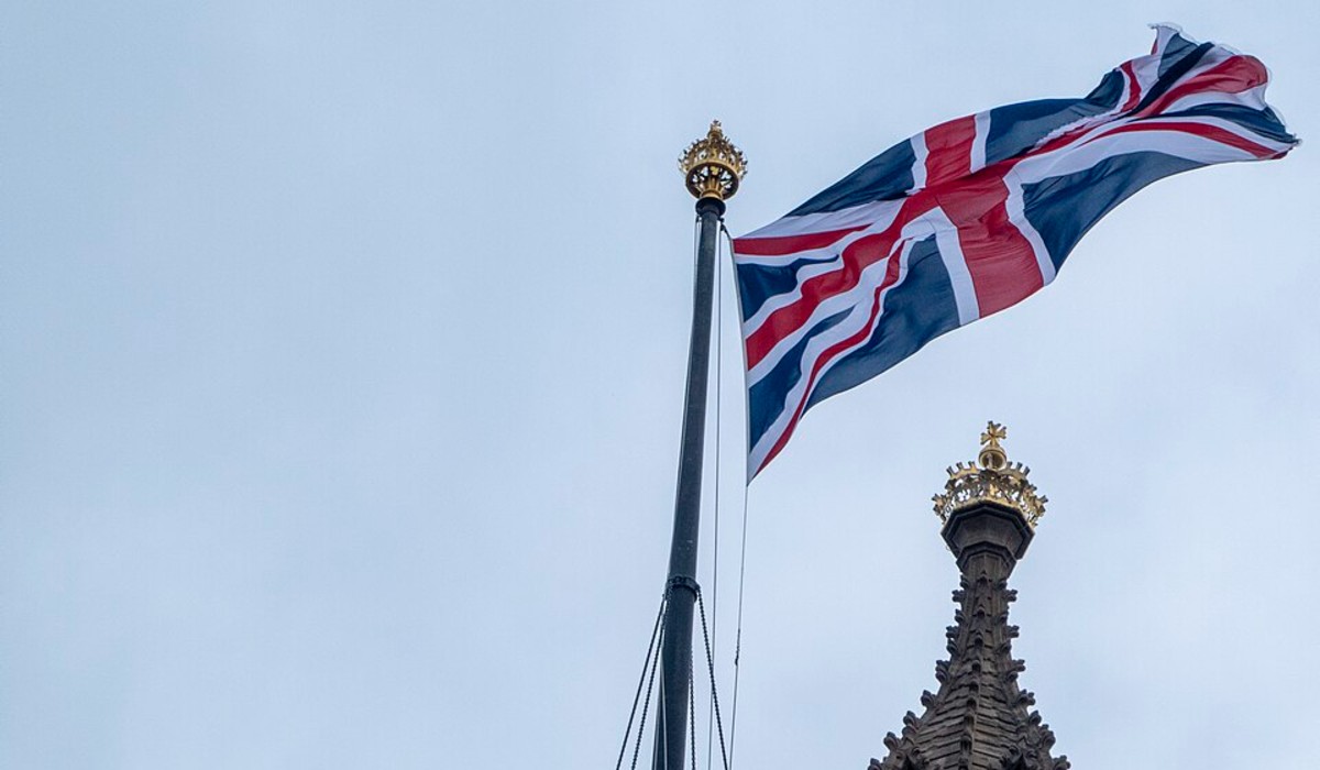 A Union Jack flying above a building