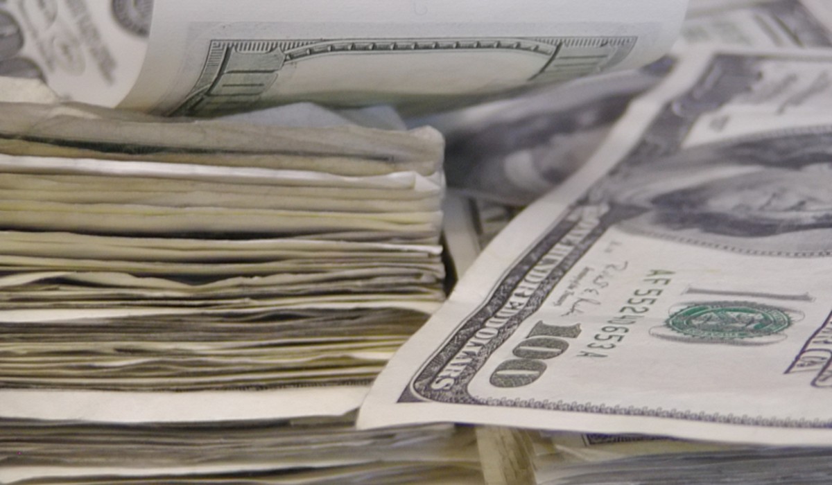 All in a day's work. Stack of money