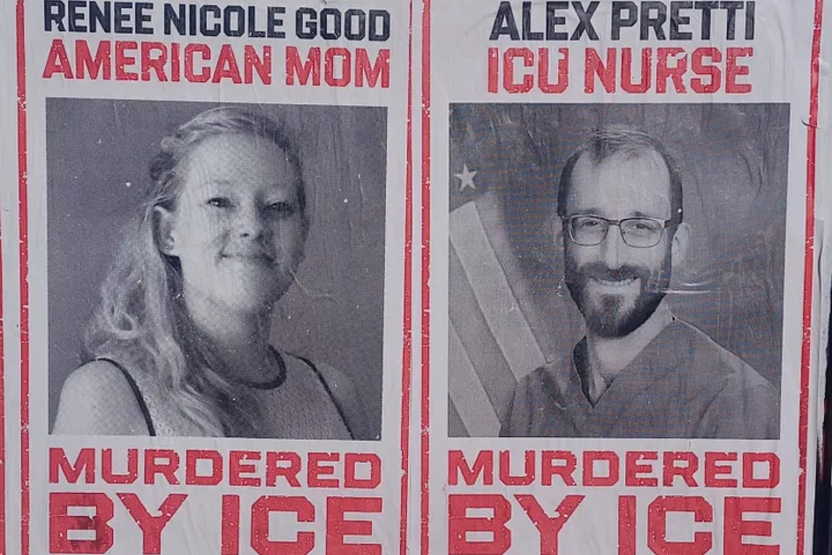 Posters of Renee Nicole Good and Alex Pretti