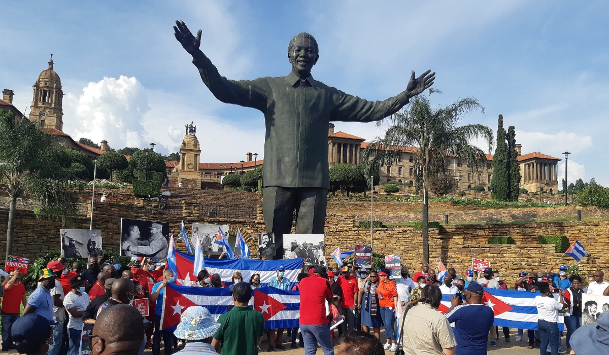 Anti-blockade protest in Pretoria, South Africa, 2021