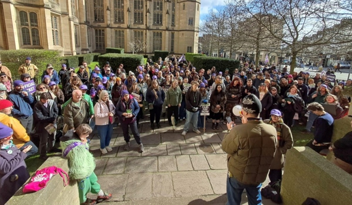 Unison strike rally at University of Bristol.