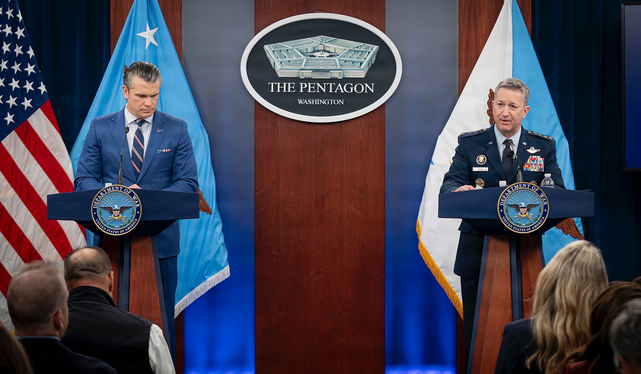 Operation 'Epic Fury' press briefing with Pete Hegseth and Dan Caine.