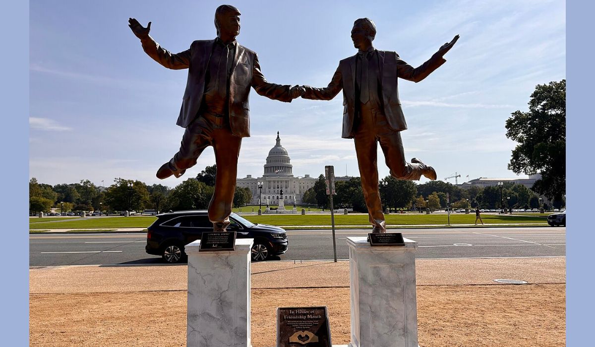 Best Friends Forever, a 2025 statue created by activists to protest Donald Trump and Jeffrey Epstein's relationship.