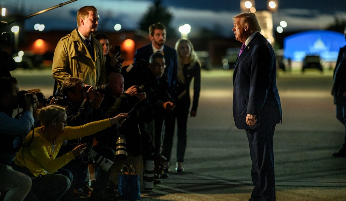 Donald Trump speaking to media.