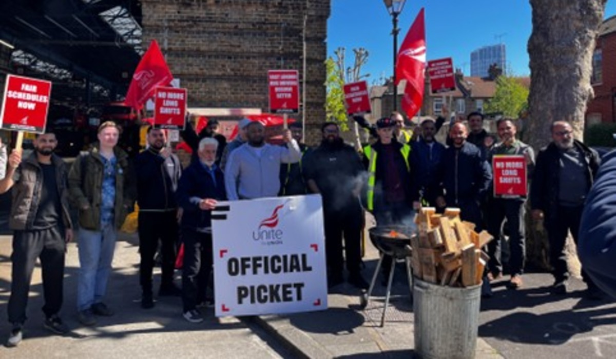 Bow bus garage picket line