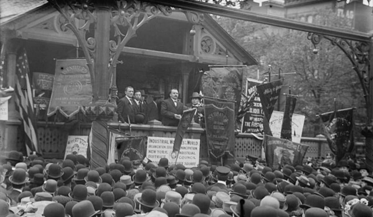 James Connolly addresses a crowd in New York City on May Day, 1908
