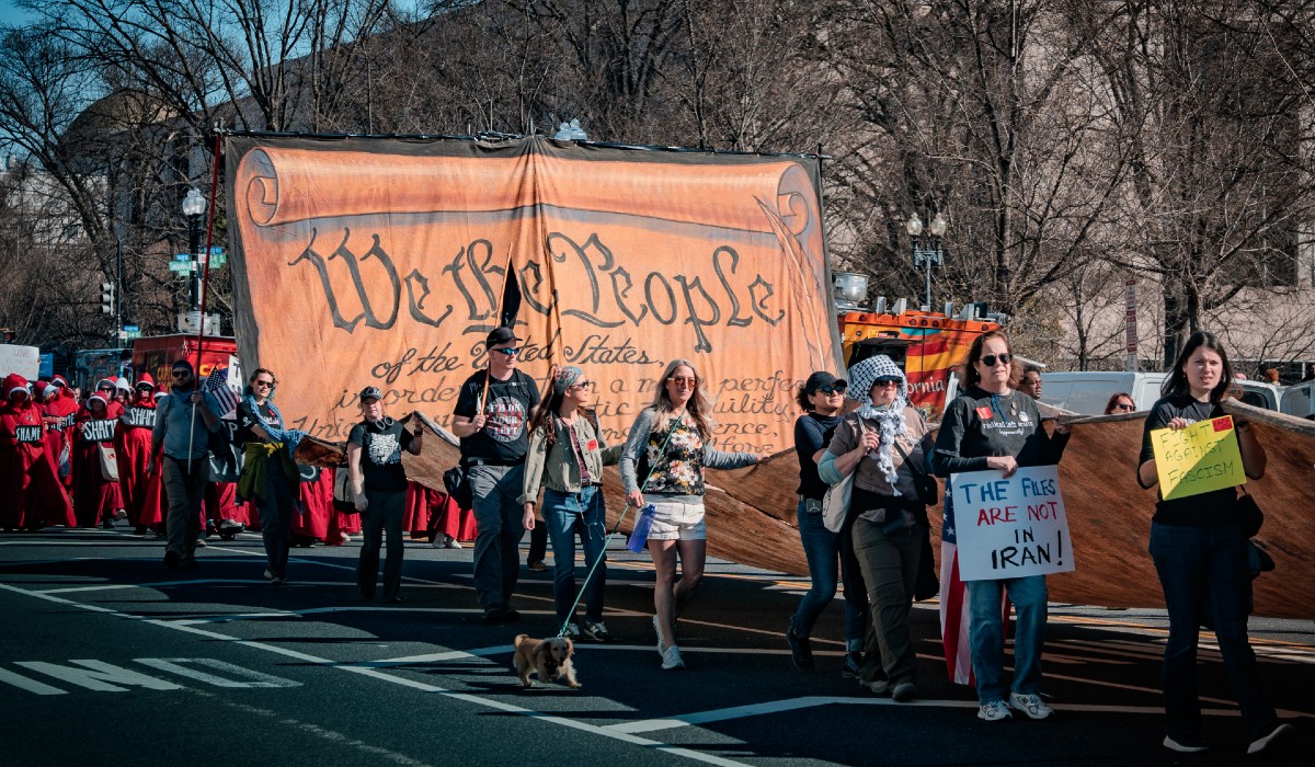 Free Iran demonstration opposing the US–Israeli strikes, Washington, D.C. 28 February 2026