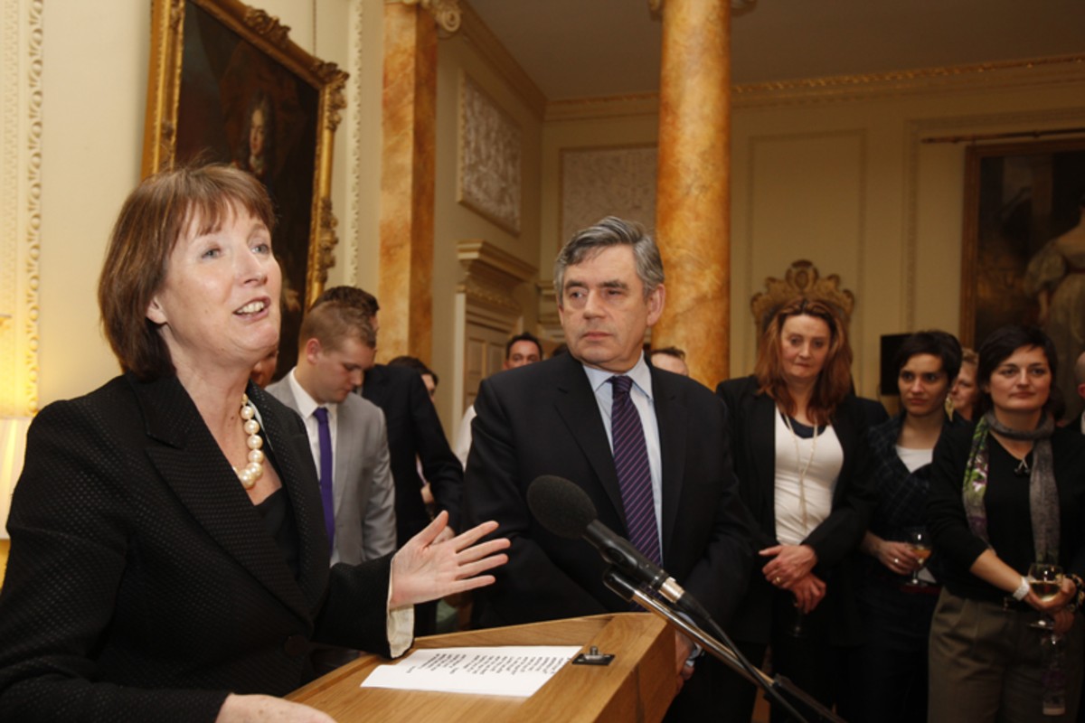 Harriet Harman and Gordon Brown, Downing Street, 24 Feb 2010