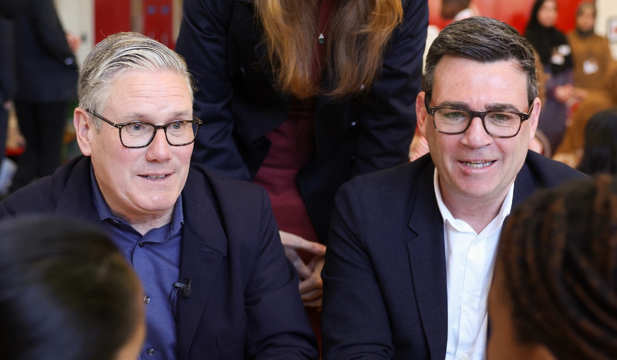 Keir Starmer with Andy Burnham visiting Holy Trinity CofE Primary School, 2026