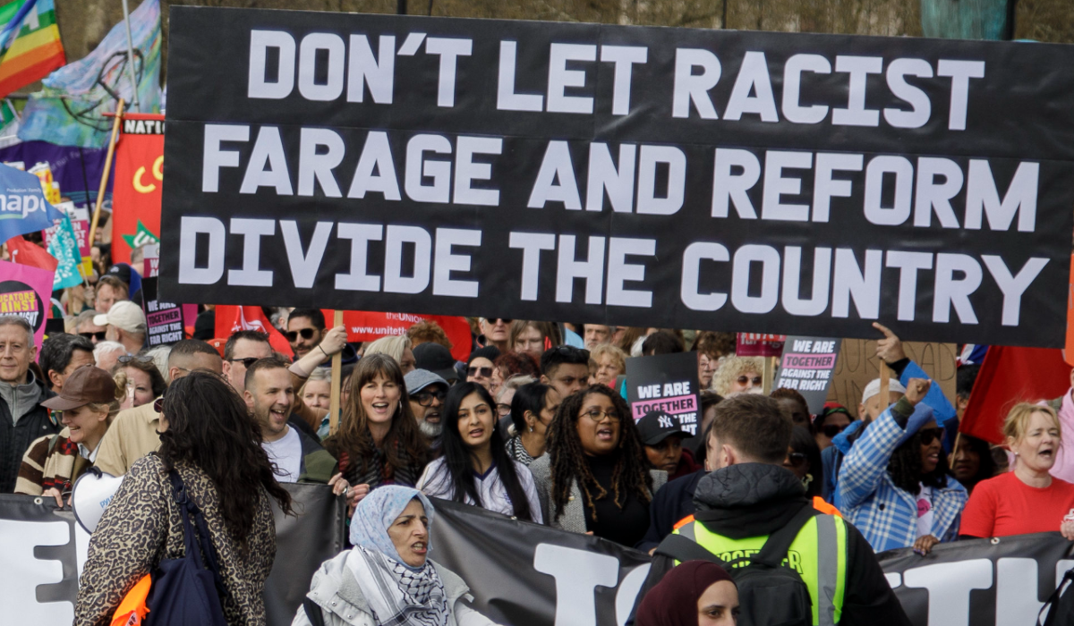 Together Alliance’s inaugural national demonstration at Westminster, March 2026. Photo: Flickr/Steve Eason